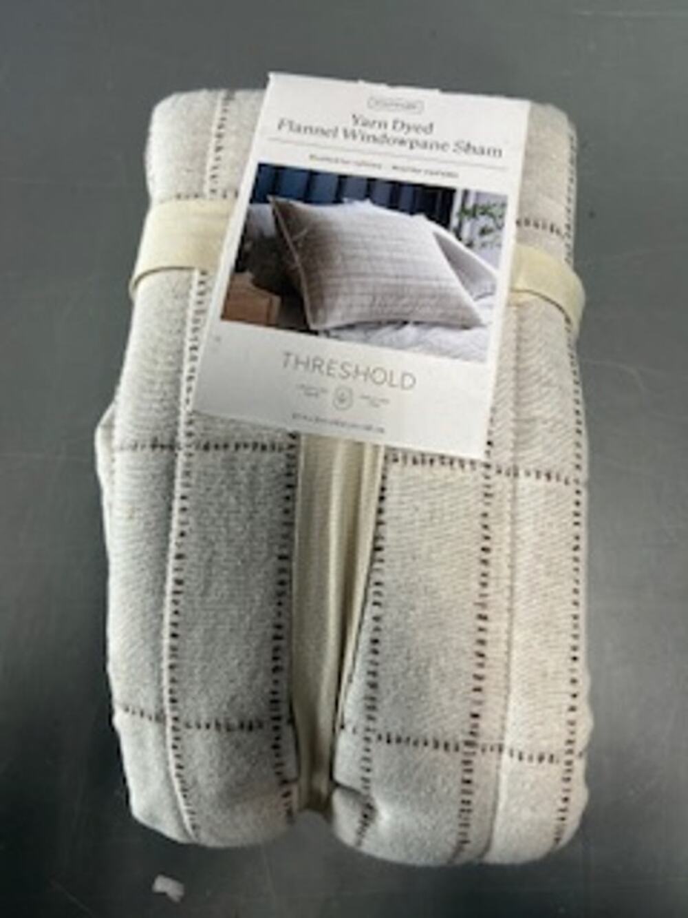 NWT-Standard Flannel Windowpane Quilt Sham Cream - Threshold™